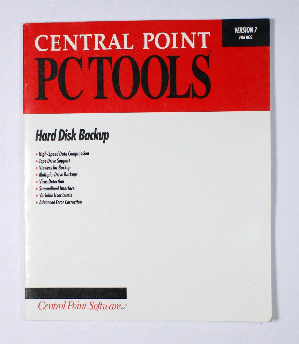 Central Point PC Tools: Hard Disk Backup