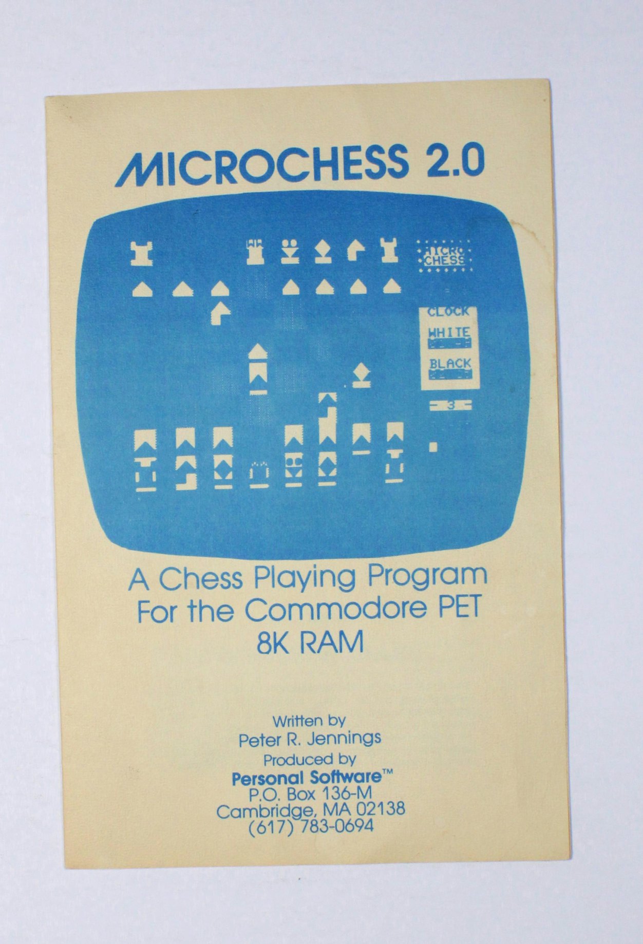 Microchess 2.0: A chess playing program for the Commodore PET 8K RAM