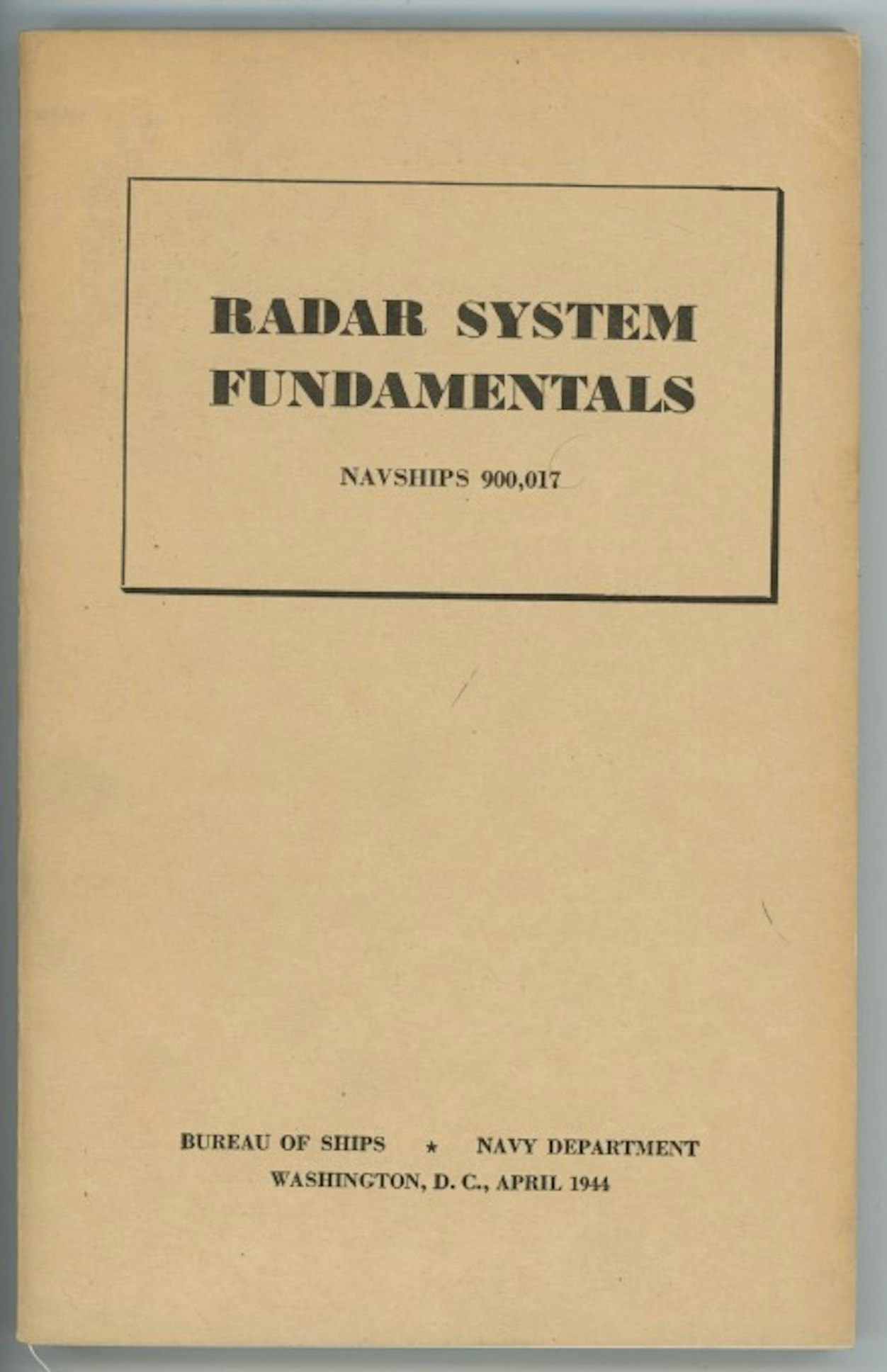 Radar System Fundamentals Navships 900,017